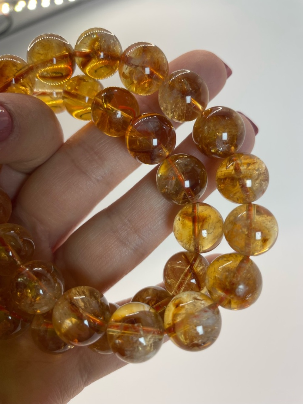 ONE Citrine with Rainbows Bead Stretch Bracelet -12mm (0130) - Picture 4 of 5